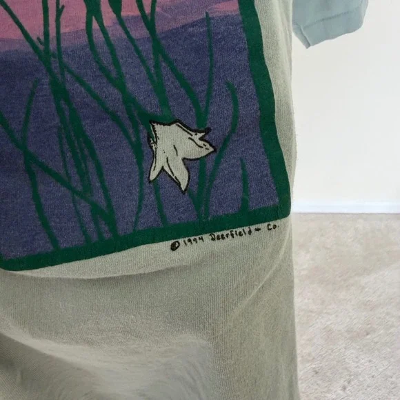 Vintage 1994 Anvil Vermont T-Shirt Sage Green Mens Medium USA Made - Picture 3 of 7